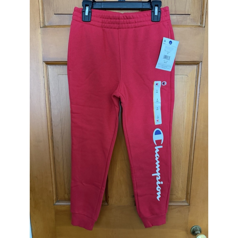 Boys' Champion Red Fleece Jogger Sweatpants Size Small NWT With Pockets